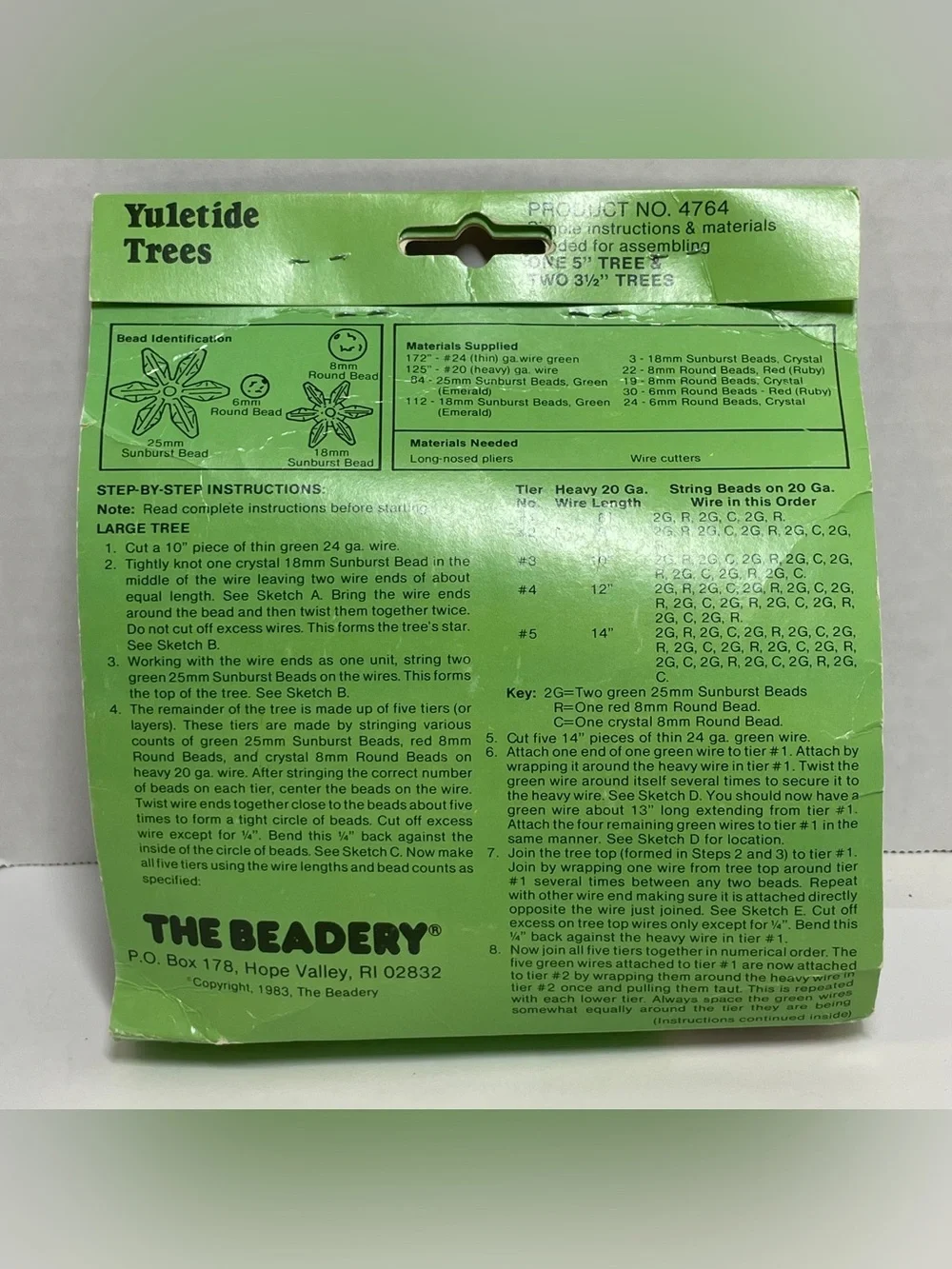 Vintage The Beadery Christmas Yuletide Trees Decoration Kit NEW 1983 Craft Kit